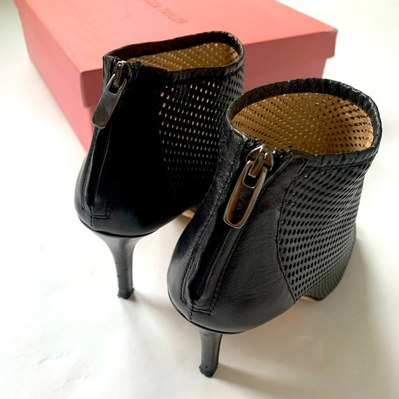Rebecca Taylor Greta black leather bootie heels - Picture 3 of 5